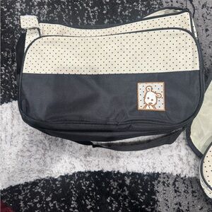 Chic Black and Polka Dot Bag with Bear Patch Diaper Bag